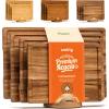 imageSMIRLY Wood Cutting Boards for Kitchen Wooden Chopping Board Set Reversible with Deep Juice Grooves Grip Handles Large Charcuterie Tray for Home Kitchen Natural Birch 3Pcs with HolderAcacia Wood