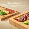 imageSMIRLY Wood Cutting Boards for Kitchen Wooden Chopping Board Set Reversible with Deep Juice Grooves Grip Handles Large Charcuterie Tray for Home Kitchen Natural Birch 3Pcs with HolderNatural Bamboo