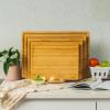 imageSMIRLY Wood Cutting Boards for Kitchen Wooden Chopping Board Set Reversible with Deep Juice Grooves Grip Handles Large Charcuterie Tray for Home Kitchen Natural Birch 3Pcs with HolderNatural Bamboo