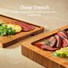 imageSMIRLY Wood Cutting Boards for Kitchen Wooden Chopping Board Set Reversible with Deep Juice Grooves Grip Handles Large Charcuterie Tray for Home Kitchen Natural Birch 3Pcs with HolderBamboo Brown