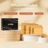 imageSMIRLY Wood Cutting Boards for Kitchen Wooden Chopping Board Set Reversible with Deep Juice Grooves Grip Handles Large Charcuterie Tray for Home Kitchen Natural Birch 3Pcs with HolderNatural Bamboo