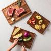 imageSMIRLY Wood Cutting Boards for Kitchen Wooden Chopping Board Set Reversible with Deep Juice Grooves Grip Handles Large Charcuterie Tray for Home Kitchen Natural Birch 3Pcs with HolderWalnut Wood