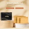 imageSMIRLY Wood Cutting Boards for Kitchen Wooden Chopping Board Set Reversible with Deep Juice Grooves Grip Handles Large Charcuterie Tray for Home Kitchen Natural Birch 3Pcs with HolderNatural Bamboo