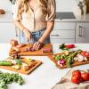 imageSMIRLY Wood Cutting Boards for Kitchen Wooden Chopping Board Set Reversible with Deep Juice Grooves Grip Handles Large Charcuterie Tray for Home Kitchen Natural Birch 3Pcs with HolderBamboo Brown