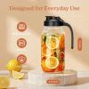 imageSMIRLY 64 oz Mason Jar PitcherGlass Pitcher with Wide MouthWater Jug with Double Leak Proof Lid for Iced CoffeeHot WaterBreast MilkBlack