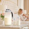 imageSMIRLY 64 oz Mason Jar PitcherGlass Pitcher with Wide MouthWater Jug with Double Leak Proof Lid for Iced CoffeeHot WaterBreast MilkGray white