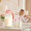 imageSMIRLY 64 oz Mason Jar PitcherGlass Pitcher with Wide MouthWater Jug with Double Leak Proof Lid for Iced CoffeeHot WaterBreast MilkPink