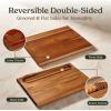 imageSmirly Non Toxic Teak Cutting Boards for Kitchen 12quot Thickness17quotExtra Large Cutting Chopping Board with Deep Juice Groove Heavy Duty ampamp Easy CleanTeak Wood