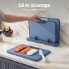 image:imageSMIRLY Plastic Cutting Board Set with Holder NonSlip Chopping Boards for Kitchen Dishwasher Safe Essential Kitchen Gadgets 3 Pack GreenBlue