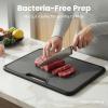 image:imageSMIRLY Plastic Cutting Board Set with Holder NonSlip Chopping Boards for Kitchen Dishwasher Safe Essential Kitchen Gadgets 3 Pack GreenDark Gray