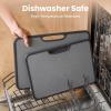 image:imageSMIRLY Plastic Cutting Board Set with Holder NonSlip Chopping Boards for Kitchen Dishwasher Safe Essential Kitchen Gadgets 3 Pack GreenDark Gray