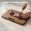 image:imageSMIRLY Wooden Cutting Boards for Kitchen DoubleSided Cutting Board with Handle Heavy Duty Solid Acacia Wood Cutting Board Set with Stand 3 Pcs Cutting Boards Non Toxic for Meat Vegetable FruitAcacia Brown