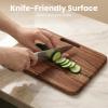 image:imageSMIRLY Wooden Cutting Boards for Kitchen DoubleSided Cutting Board with Handle Heavy Duty Solid Acacia Wood Cutting Board Set with Stand 3 Pcs Cutting Boards Non Toxic for Meat Vegetable FruitWalnut Brown