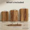 image:imageSMIRLY Wooden Cutting Boards for Kitchen DoubleSided Cutting Board with Handle Heavy Duty Solid Acacia Wood Cutting Board Set with Stand 3 Pcs Cutting Boards Non Toxic for Meat Vegetable FruitAcacia Brown