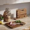 image:imageSMIRLY Wooden Cutting Boards for Kitchen DoubleSided Cutting Board with Handle Heavy Duty Solid Acacia Wood Cutting Board Set with Stand 3 Pcs Cutting Boards Non Toxic for Meat Vegetable FruitAcacia Brown