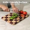 image:imageSMIRLY Wooden Cutting Boards for Kitchen DoubleSided Cutting Board with Handle Heavy Duty Solid Acacia Wood Cutting Board Set with Stand 3 Pcs Cutting Boards Non Toxic for Meat Vegetable FruitRubberwood Brown