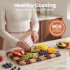 image:imageSMIRLY Wooden Cutting Boards for Kitchen DoubleSided Cutting Board with Handle Heavy Duty Solid Acacia Wood Cutting Board Set with Stand 3 Pcs Cutting Boards Non Toxic for Meat Vegetable FruitRubberwood Brown