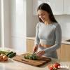 image:imageSMIRLY Wooden Cutting Boards for Kitchen DoubleSided Cutting Board with Handle Heavy Duty Solid Acacia Wood Cutting Board Set with Stand 3 Pcs Cutting Boards Non Toxic for Meat Vegetable FruitAcacia Brown