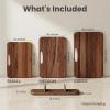 image:imageSMIRLY Wooden Cutting Boards for Kitchen DoubleSided Cutting Board with Handle Heavy Duty Solid Acacia Wood Cutting Board Set with Stand 3 Pcs Cutting Boards Non Toxic for Meat Vegetable FruitWalnut Brown