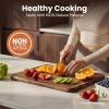 image:imageSMIRLY Wooden Cutting Boards for Kitchen DoubleSided Cutting Board with Handle Heavy Duty Solid Acacia Wood Cutting Board Set with Stand 3 Pcs Cutting Boards Non Toxic for Meat Vegetable FruitWalnut Brown