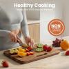 image:imageSMIRLY Wooden Cutting Boards for Kitchen DoubleSided Cutting Board with Handle Heavy Duty Solid Acacia Wood Cutting Board Set with Stand 3 Pcs Cutting Boards Non Toxic for Meat Vegetable FruitAcacia Brown