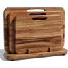 image:imageSMIRLY Wooden Cutting Boards for Kitchen DoubleSided Cutting Board with Handle Heavy Duty Solid Acacia Wood Cutting Board Set with Stand 3 Pcs Cutting Boards Non Toxic for Meat Vegetable FruitAcacia Brown