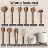 image:imageSMIRLY Wooden Spoons for Cooking  12Piece Premium Walnut Wood Utensil Set with Ceramic Holder amp Spoon Rest NonScratch Cooking Utensils Set for Nonstick Cookware Luxury Kitchen Gift Set WalnutAcacia