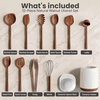 image:imageSMIRLY Wooden Spoons for Cooking  12Piece Premium Walnut Wood Utensil Set with Ceramic Holder amp Spoon Rest NonScratch Cooking Utensils Set for Nonstick Cookware Luxury Kitchen Gift Set WalnutWalnut