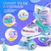 imageNEMONE Mermaid 4 Size Adjustable Light up Roller Skates for Girls Purple Blue Skates for Toddlers Beginner Kids Roller Skates Indoor OutdoorBlue  Purple