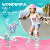 imageNEMONE Mermaid 4 Size Adjustable Light up Roller Skates for Girls Purple Blue Skates for Toddlers Beginner Kids Roller Skates Indoor OutdoorGreen