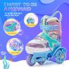 imageNEMONE Mermaid 4 Size Adjustable Light up Roller Skates for Girls Purple Blue Skates for Toddlers Beginner Kids Roller Skates Indoor OutdoorToddler Blue Skates