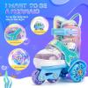 imageNEMONE Mermaid 4 Size Adjustable Light up Roller Skates for Girls Purple Blue Skates for Toddlers Beginner Kids Roller Skates Indoor OutdoorToddler Blue Skates