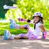 imageNEMONE Mermaid 4 Size Adjustable Light up Roller Skates for Girls Purple Blue Skates for Toddlers Beginner Kids Roller Skates Indoor OutdoorToddler Blue Skates
