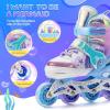 imageNEMONE Mermaid Inline Skates 4 Sizes Adjustable Skates for Girls Kids with Light up Wheels Indoor Beginner Outdoor for Kids Ages 46 58 612 812Blue