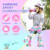 imageNEMONE Mermaid Knee Pads for Kids Girls Boys Knee Elbow Pads Wrist Guards with Drawstring Bag Adjustable Reflective Protective Gear Set for Roller Skates Bike Cycling Skateboard ScooterGreen