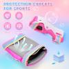 imageNEMONE Mermaid Knee Pads for Kids Girls Boys Knee Elbow Pads Wrist Guards with Drawstring Bag Adjustable Reflective Protective Gear Set for Roller Skates Bike Cycling Skateboard ScooterLight Rose
