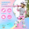 imageNEMONE Mermaid Knee Pads for Kids Girls Boys Knee Elbow Pads Wrist Guards with Drawstring Bag Adjustable Reflective Protective Gear Set for Roller Skates Bike Cycling Skateboard ScooterLight Rose
