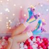imageNEMONE Roller Skates for Girls Women Roller Skates with Light up Wheels Classic Shiny Mermaid Rollerskates High Top Outdoor Indoor Skates for Adults Youth KidsRainbow
