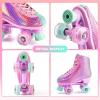 imageNEMONE Roller Skates for Girls Women Roller Skates with Light up Wheels Classic Shiny Mermaid Rollerskates High Top Outdoor Indoor Skates for Adults Youth KidsPink
