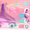 imageNEMONE Roller Skates for Girls Women Roller Skates with Light up Wheels Classic Shiny Mermaid Rollerskates High Top Outdoor Indoor Skates for Adults Youth KidsPink