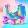 imageNEMONE Roller Skates for Girls Women Roller Skates with Light up Wheels Classic Shiny Mermaid Rollerskates High Top Outdoor Indoor Skates for Adults Youth KidsRainbow