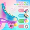 imageNEMONE Roller Skates for Girls Women Roller Skates with Light up Wheels Classic Shiny Mermaid Rollerskates High Top Outdoor Indoor Skates for Adults Youth KidsRainbow