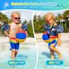 imageNEMONE Toddler Swim Vest for 2270 lbs Kids Floaties Swim Jacket with Arm Water Wings for Girls Boys 2 3 4 5 6 7 Years Old Sea Beach PoolBlack Dinosaur