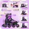 imageSowume Adjustable Inline Skates for Girls and Boys Roller skates with All Light Up Wheels Patines para mujer for Kids and Adults Men WomenAPurple
