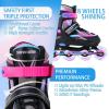 imageSowume Adjustable Inline Skates for Girls and Boys Roller skates with All Light Up Wheels Patines para mujer for Kids and Adults Men WomenBPink