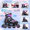 imageSowume Adjustable Inline Skates for Girls and Boys Roller skates with All Light Up Wheels Patines para mujer for Kids and Adults Men WomenBPink