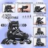 imageSowume Adjustable Inline Skates for Girls and Boys Roller skates with All Light Up Wheels Patines para mujer for Kids and Adults Men WomenBlack