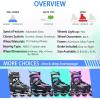 imageSowume Adjustable Inline Skates for Girls and Boys Roller skates with All Light Up Wheels Patines para mujer for Kids and Adults Men WomenCGreen