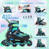 imageSowume Adjustable Inline Skates for Girls and Boys Roller skates with All Light Up Wheels Patines para mujer for Kids and Adults Men WomenCGreen