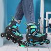 imageSowume Adjustable Inline Skates for Girls and Boys Roller skates with All Light Up Wheels Patines para mujer for Kids and Adults Men WomenCGreen